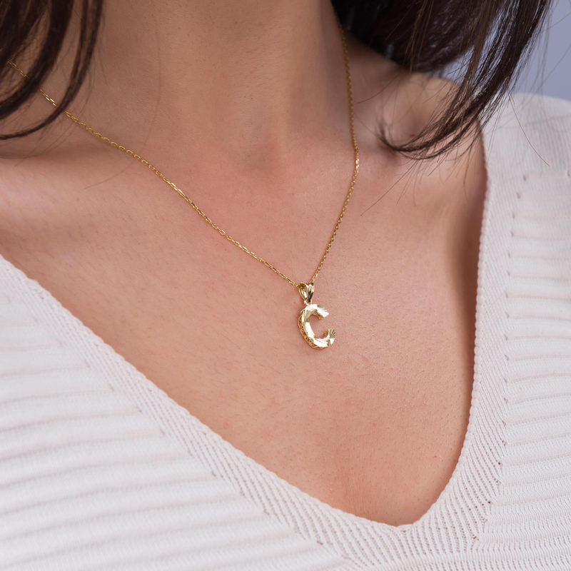 14 Ayar Altın C Harfi Kolye Ucu