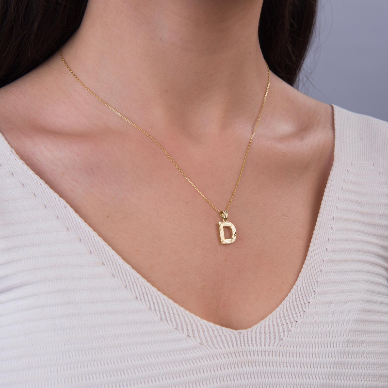 14 Ayar Altın D Harfi Kolye Ucu