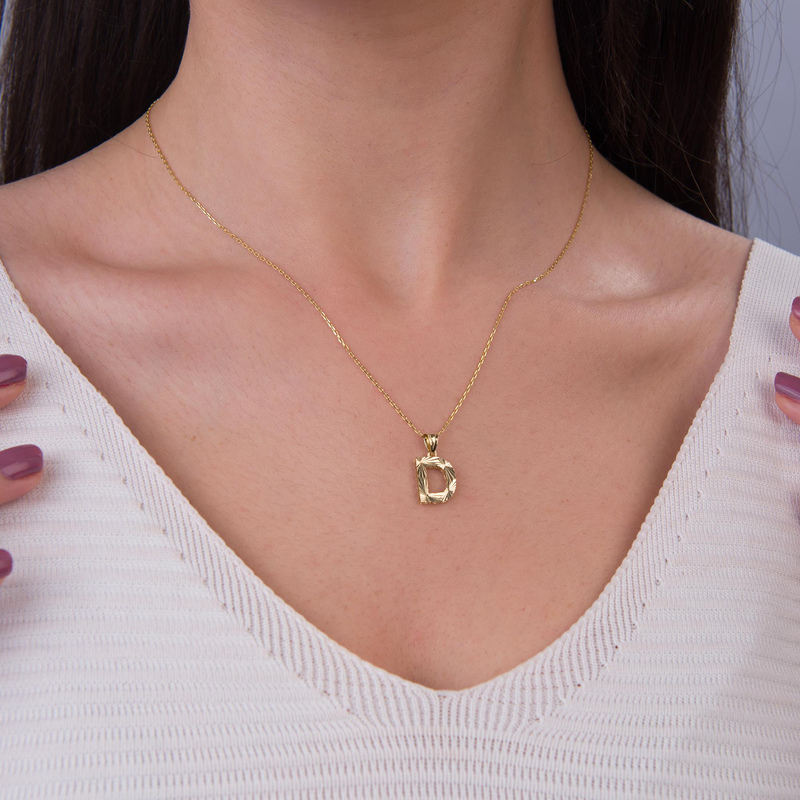 14 Ayar Altın D Harfi Kolye Ucu