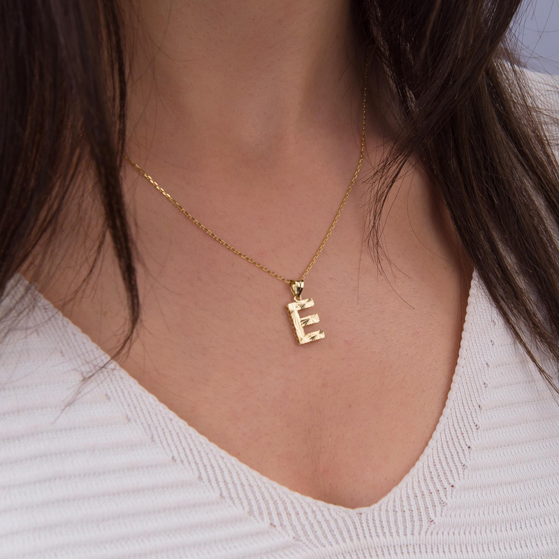 14 Ayar Altın E Harfi Kolye Ucu