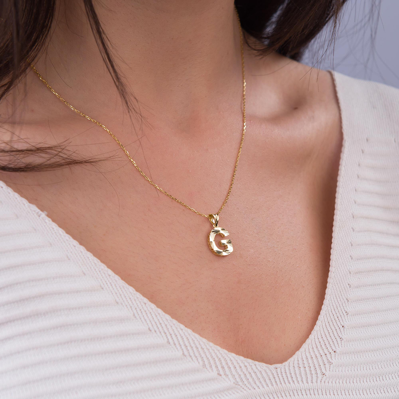 14 Ayar Altın G Harfi Kolye Ucu