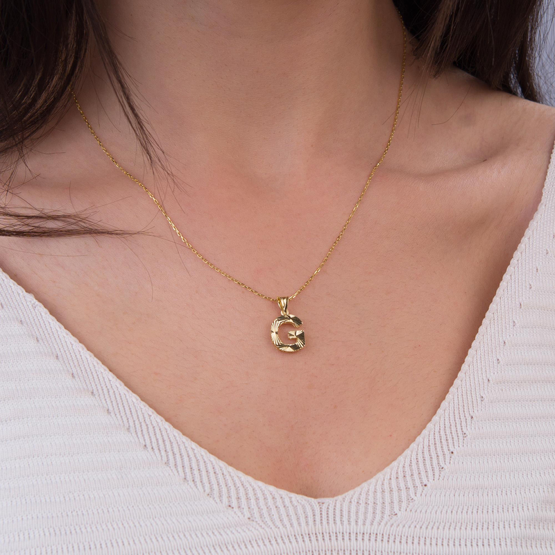 14 Ayar Altın G Harfi Kolye Ucu