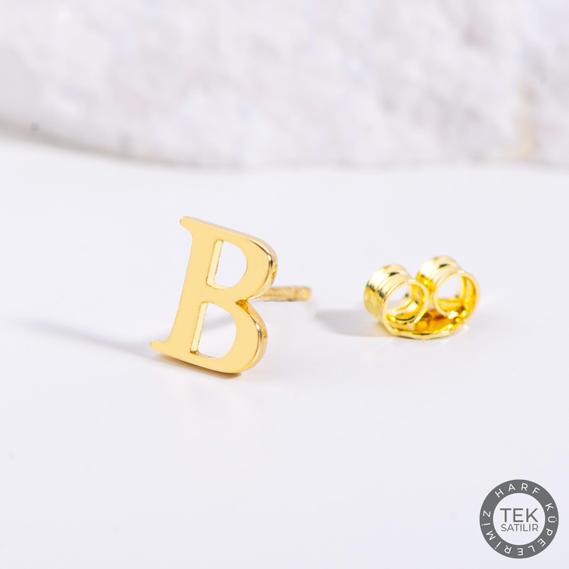 14 Ayar Altın B Harf Küpe