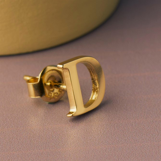 14 Ayar Altın D Harf Küpe