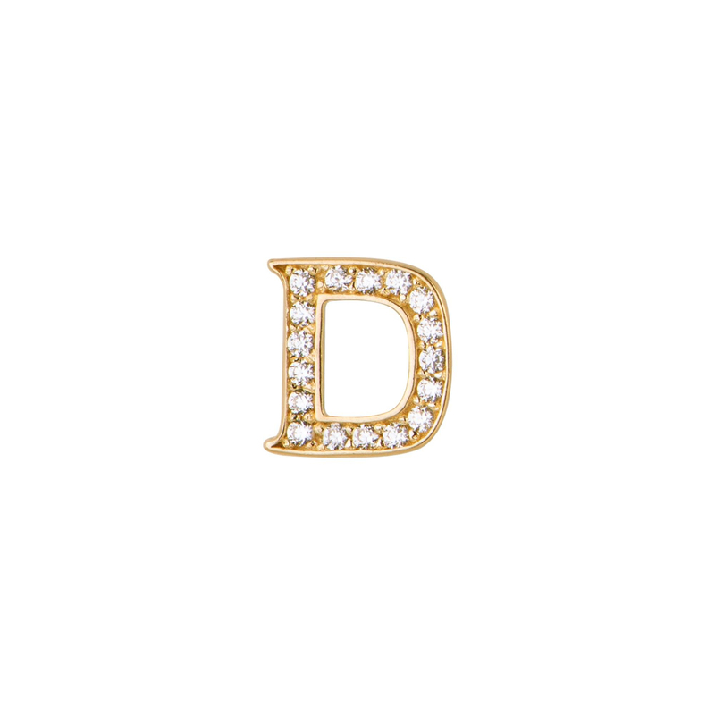 14 Ayar Altın Taşlı D Harf Küpe