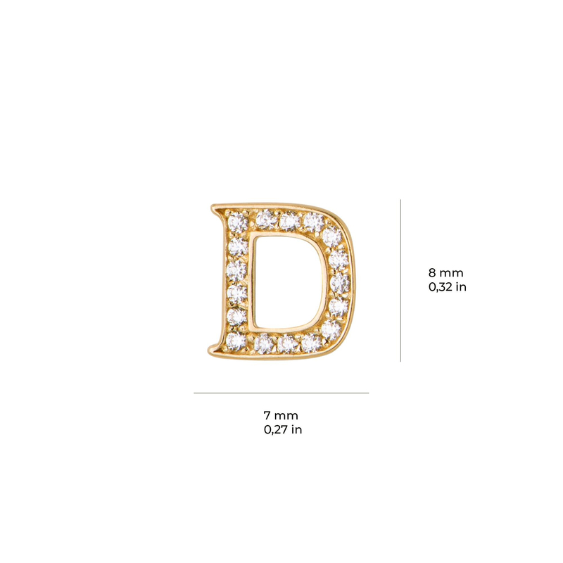 14 Ayar Altın Taşlı D Harf Küpe