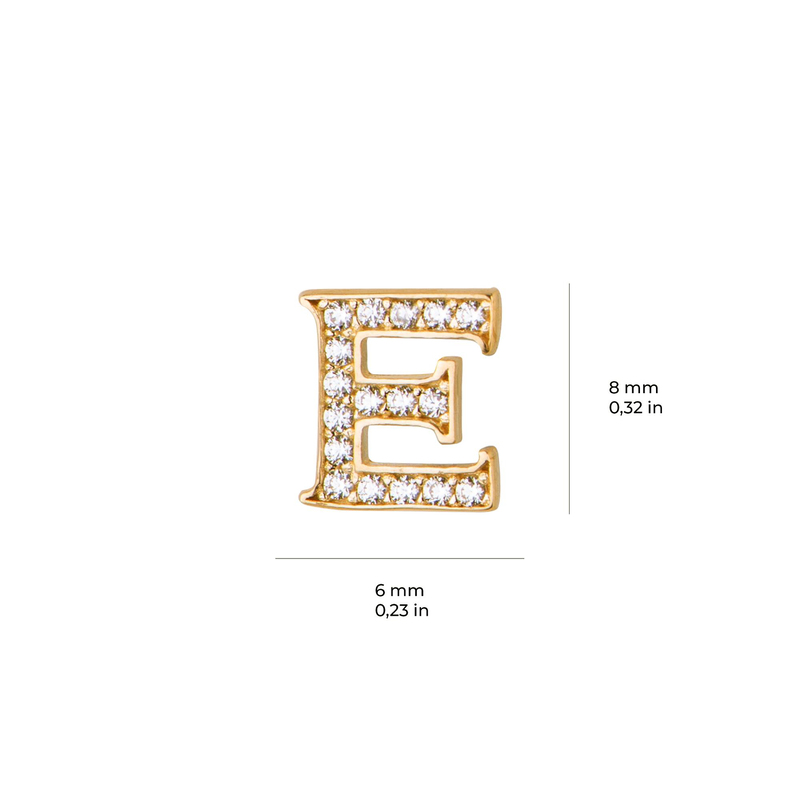 14 Ayar Altın Taşlı E Harf Küpe