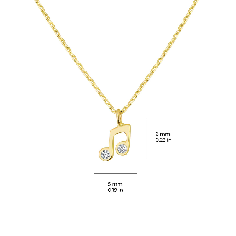 14 Ayar Altın Nota Kolye