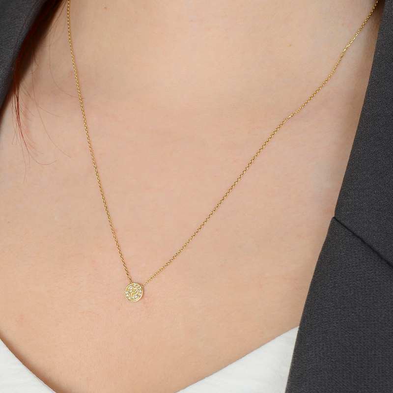 14 Ayar Kalp Taşlı Altın Kolye