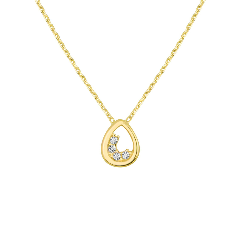 14 Ayar Taşlı Damla Altın Kolye