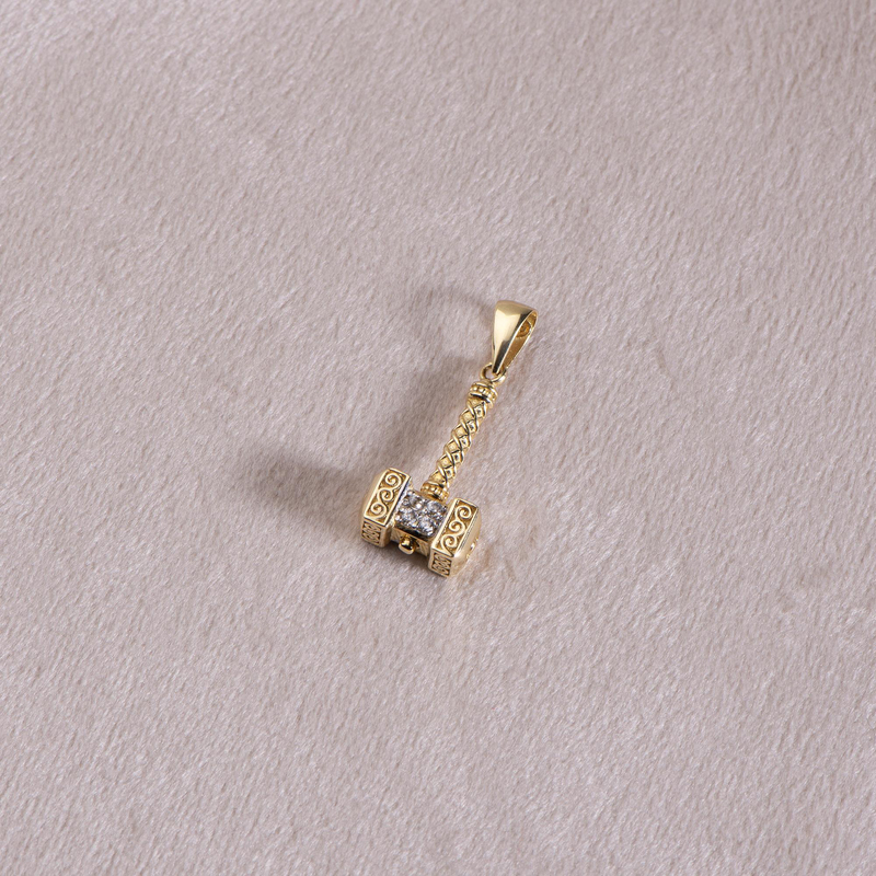 14 Ayar Altın Viking Thor Çekici Kolye Ucu