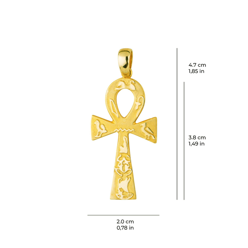 14 Ayar  Altın Antik Mısır Ankh Kolye Ucu