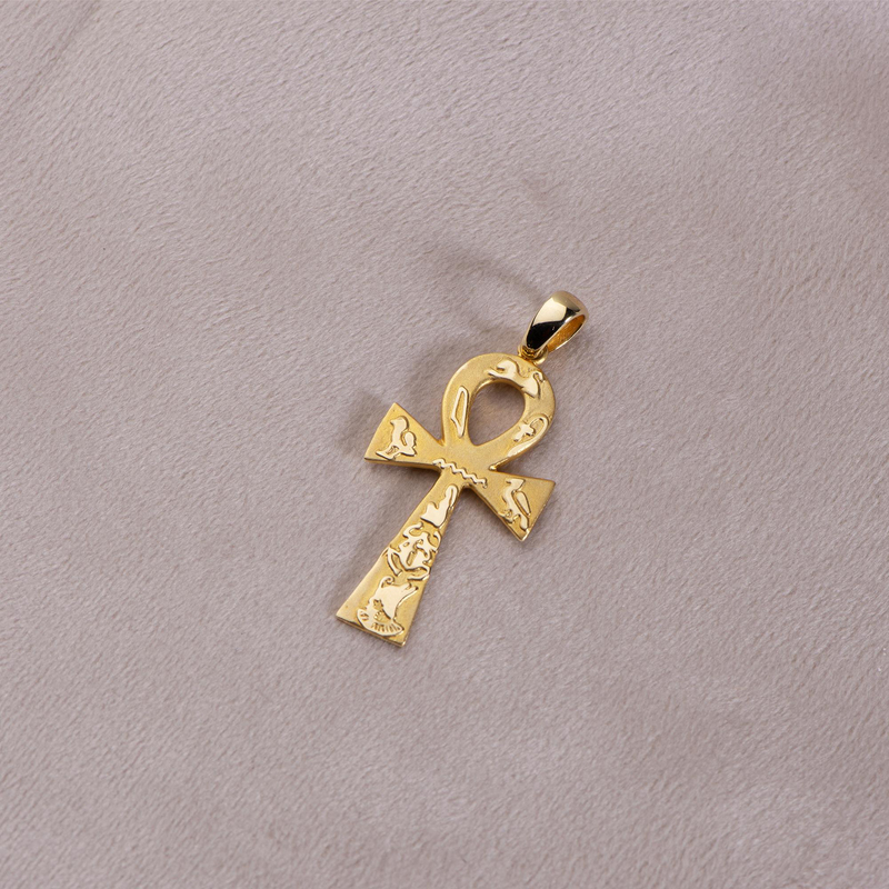 14 Ayar  Altın Antik Mısır Ankh Kolye Ucu