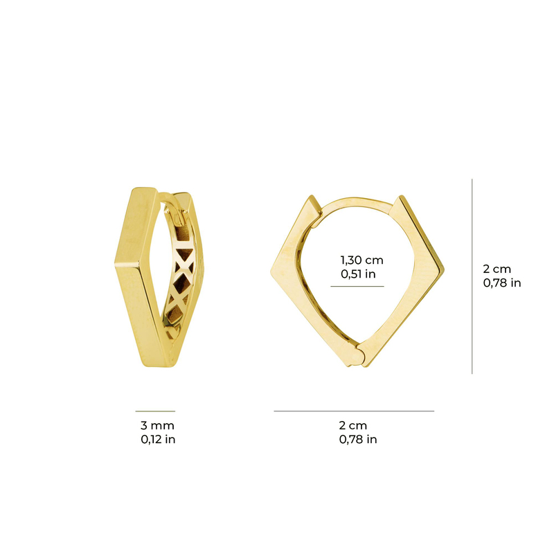 14 Ayar İtalyan V Tasarım Altın Küpe