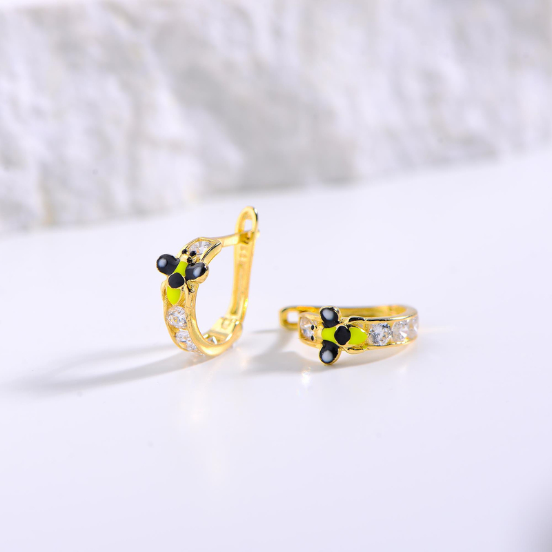 14 Ayar Altın Arı Halka Çocuk Küpe