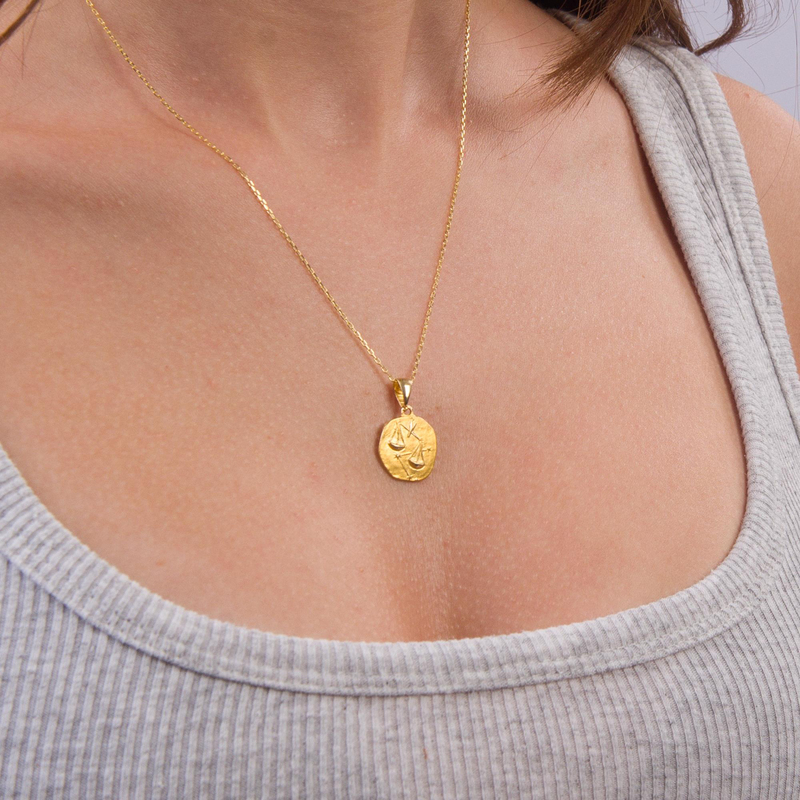 14 Ayar Altın Terazi Burç Kolye Ucu