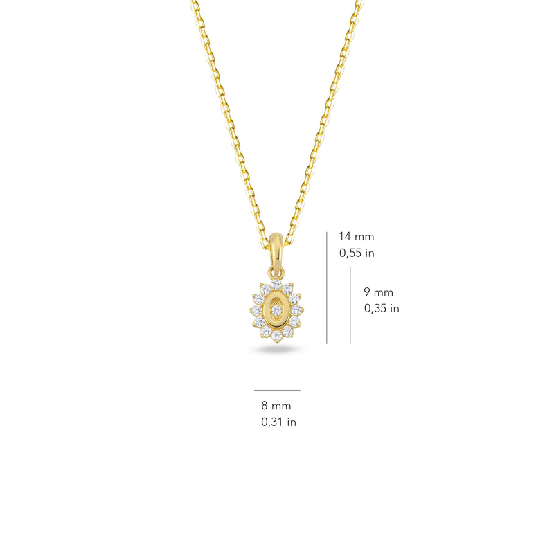 14 Ayar Altın Taşlı Göz Kolye