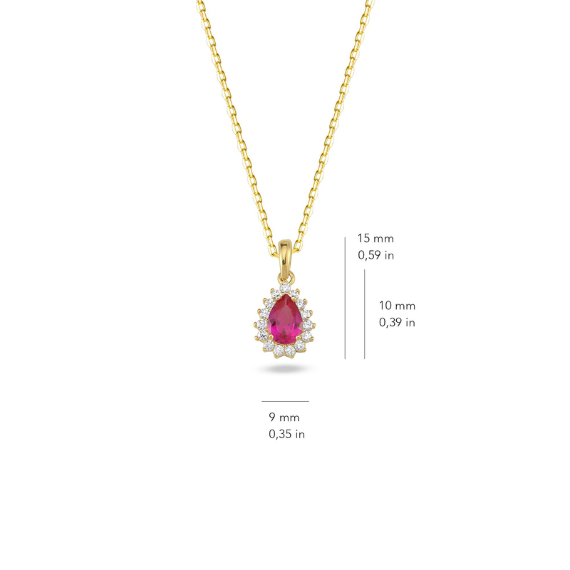 14 Ayar Altın Yakut Modeli Kolye
