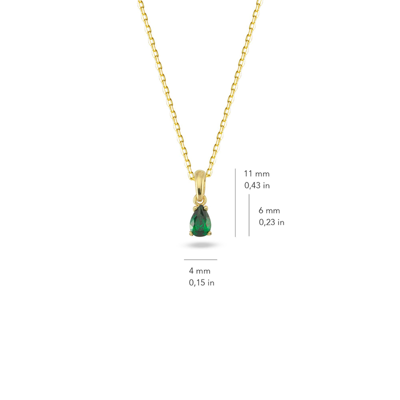 14 Ayar Altın Zümrüt Taşlı Kolye