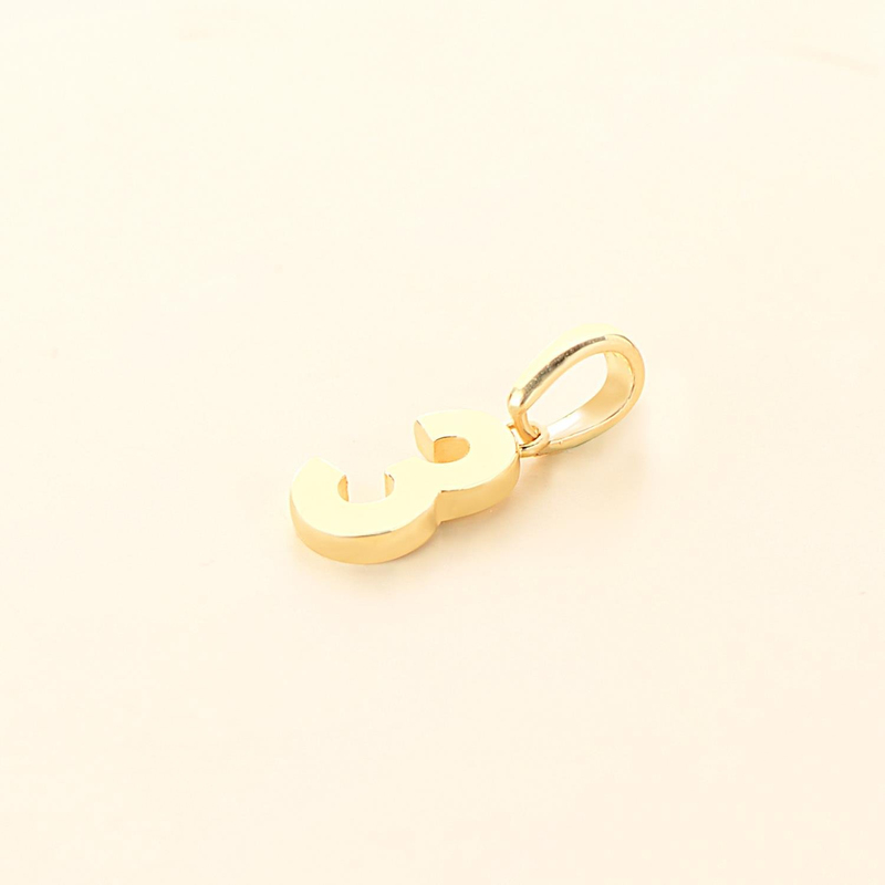 14 Ayar Üç Rakamı Altın Kolye Ucu