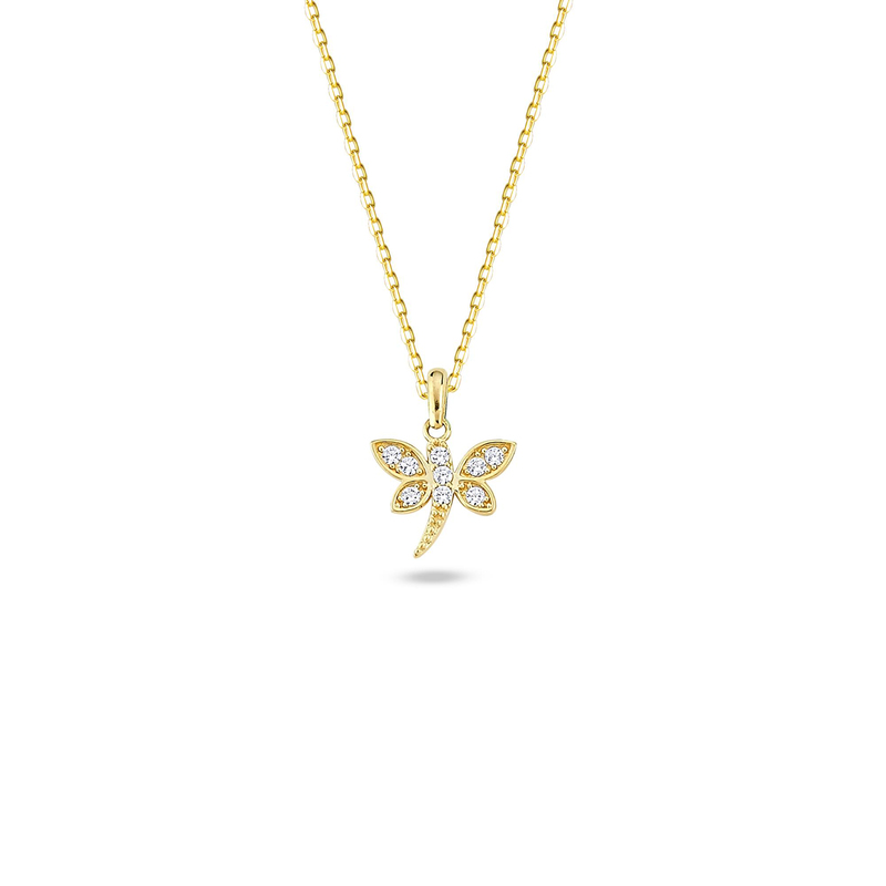 14 Ayar Altın Taşlı Yusufçuk Kolye