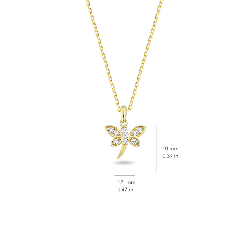 14 Ayar Altın Taşlı Yusufçuk Kolye