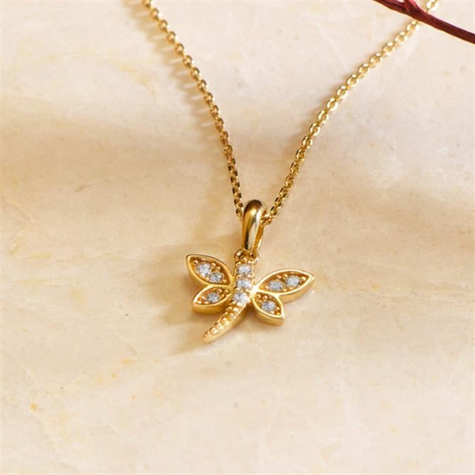 14 Ayar Altın Taşlı Yusufçuk Kolye