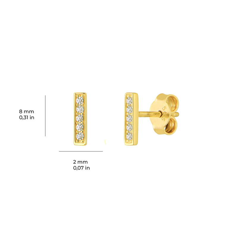 14 Ayar Altın Çubuk Taşlı Küpe