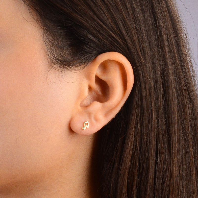 14 Ayar Altın Nota Küpe