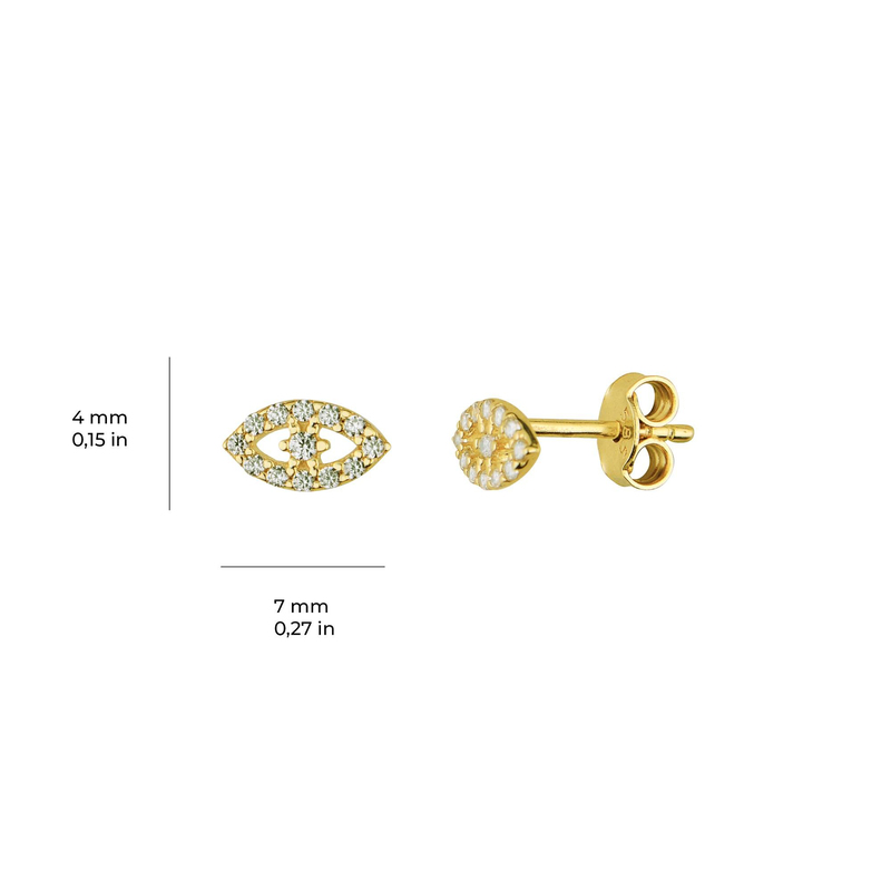 14 Ayar Taşlı Altın Göz Şans Küpe