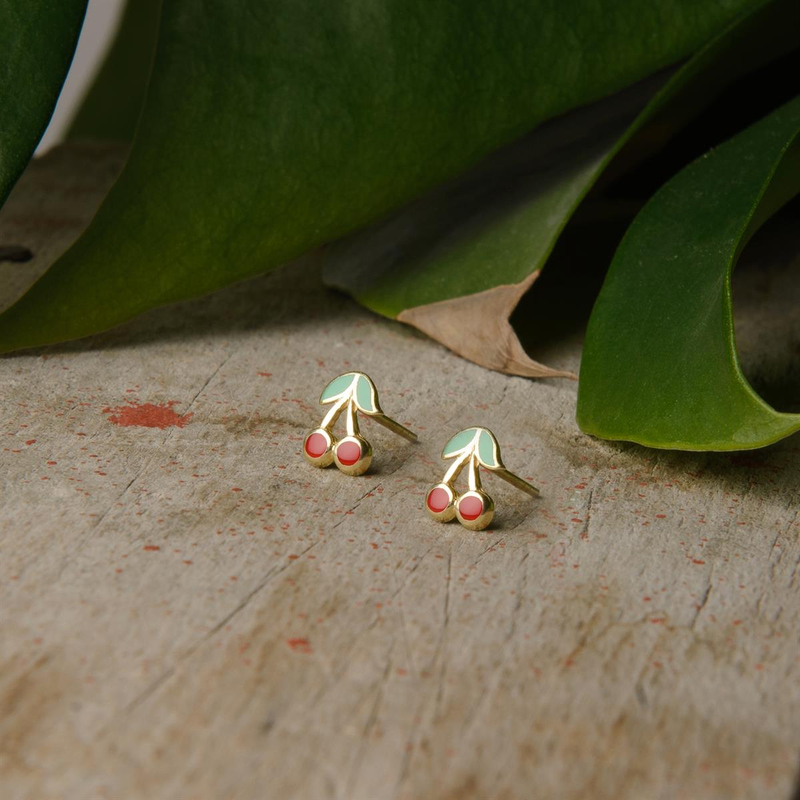 14 Ayar Altın Kiraz Çocuk Küpe