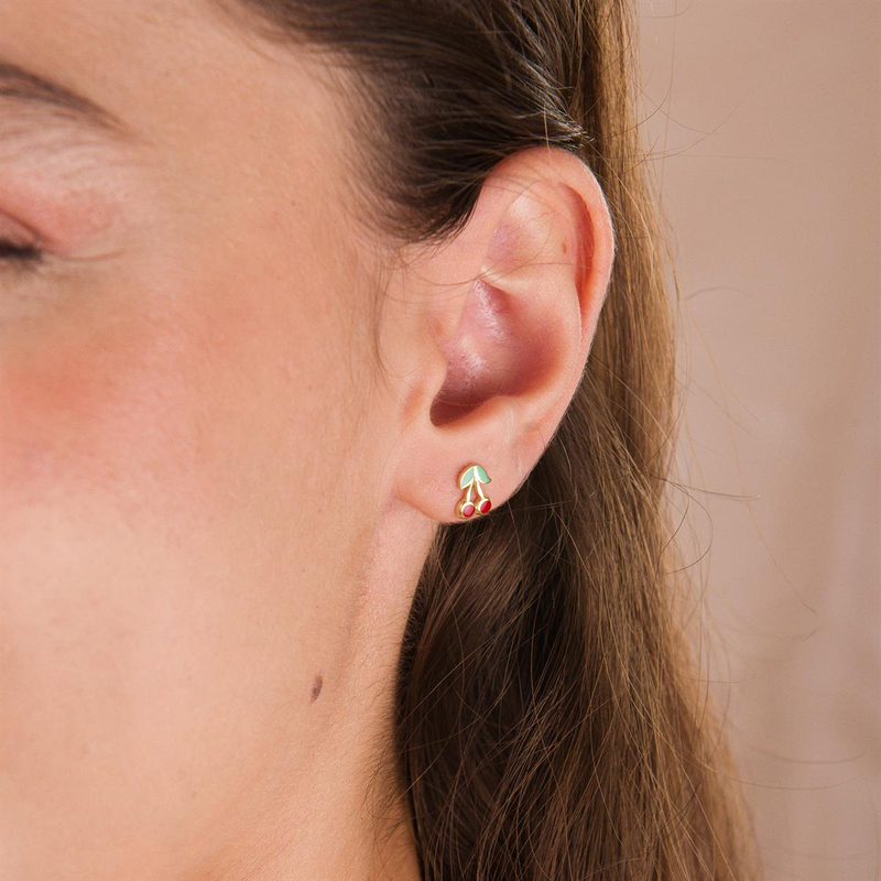 14 Ayar Altın Kiraz Çocuk Küpe