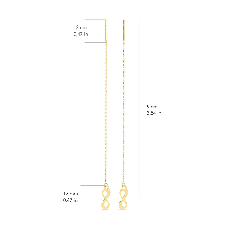 14 Ayar Altın Sonsuzluk Sallantı Zincir Tek Küpe