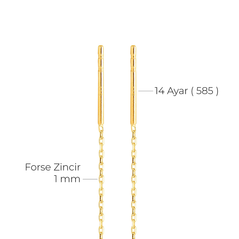 14 Ayar Altın Yıldız Sallantı Zincir Tek Küpe