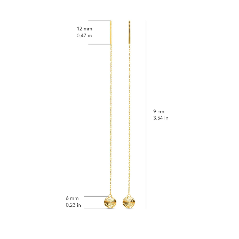14 Ayar Altın Yuvarlak Sallantı Zincir Tek Küpe