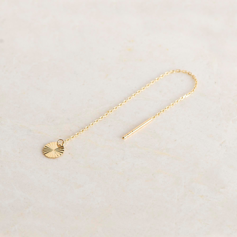 14 Ayar Altın Yuvarlak Sallantı Zincir Tek Küpe