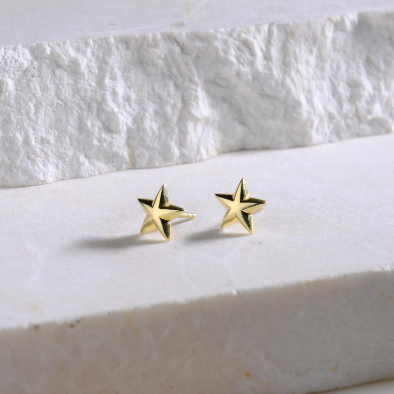 14 Ayar Sade Yıldız Küpe