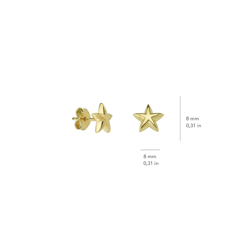 14 Ayar Sade Yıldız Küpe