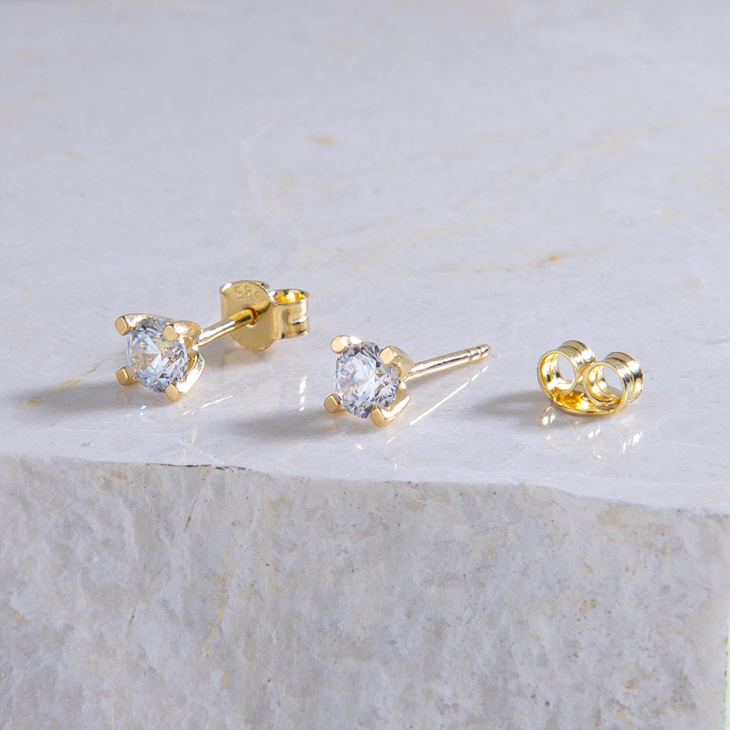 14 Ayar Tektaş Altın Küpe