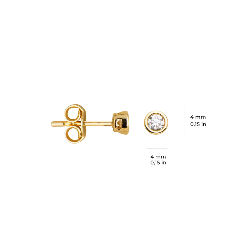 14 Ayar Tektaş 4mm Sıvama Altın Küpe