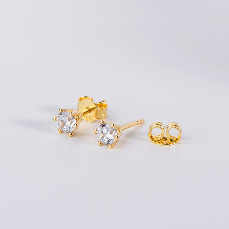 14 Ayar Tektaş Altın 5 mm Küpe