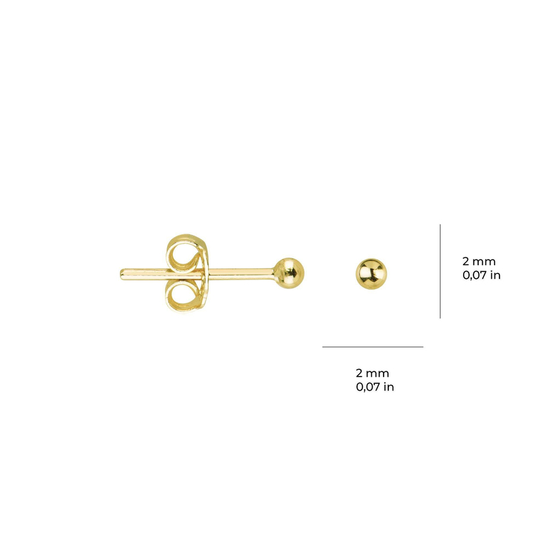 14 Ayar 2 mm Altın Top Küpe