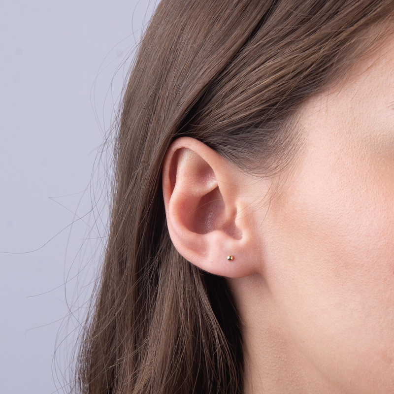 14 Ayar 2 mm Altın Top Küpe