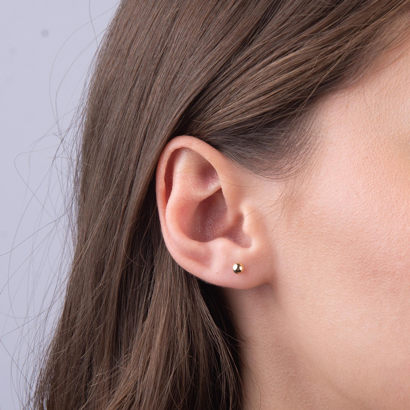 14 Ayar 4 mm Altın Top Küpe