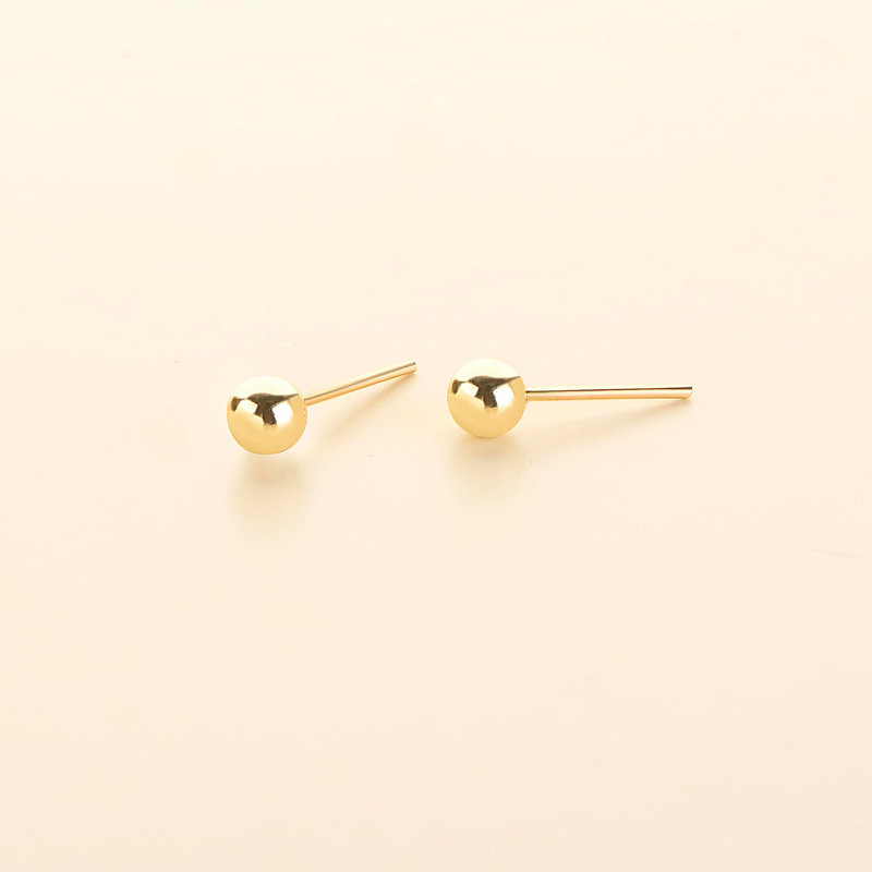 14 Ayar 4 mm Altın Top Küpe