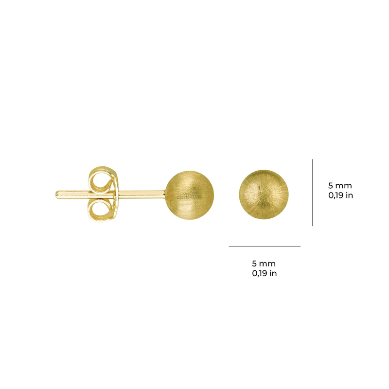 14 Ayar 5 mm Simli Altın Top Küpe