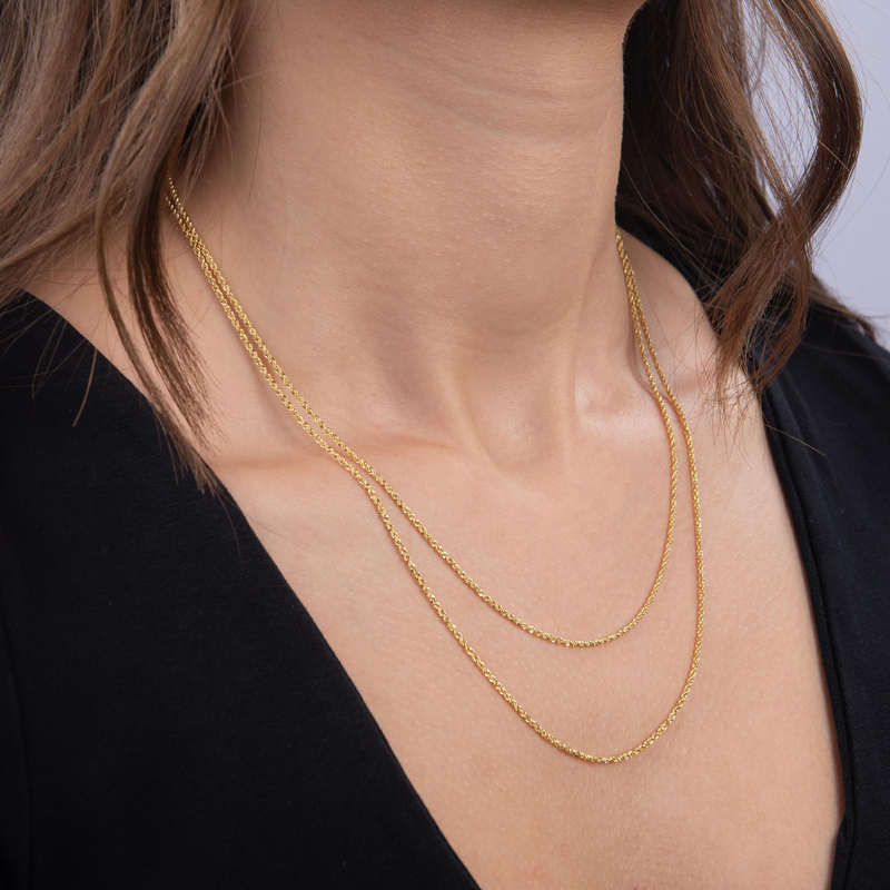 14 Ayar 50 cm İnce Halat Altın Zincir Kolye