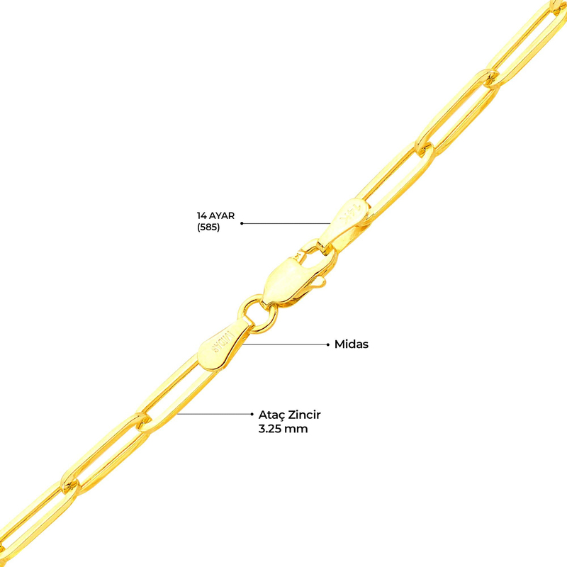 14 Ayar Paper Clip Altın Kolye