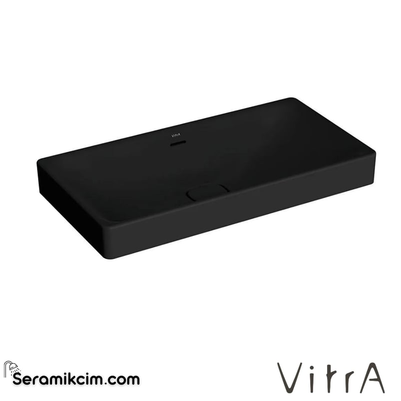 VitrA Metropole Çanak Lavabo Dikdörtgen, 80x40 cm Armatür Deliksiz, Su Taşma Delikli, Mat Siyah