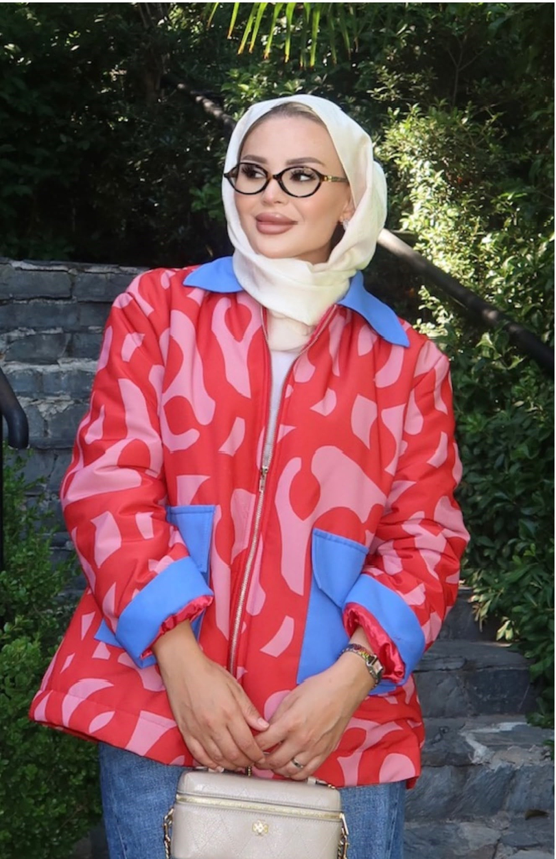 Modern Camo Ceket Kırmızı
